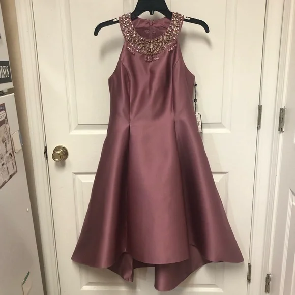 Adrianna Papell | Dresses | Adrianna Papell Elegant Mikado Fit Flare Party Dress  With Embellished Neckline | Poshmark